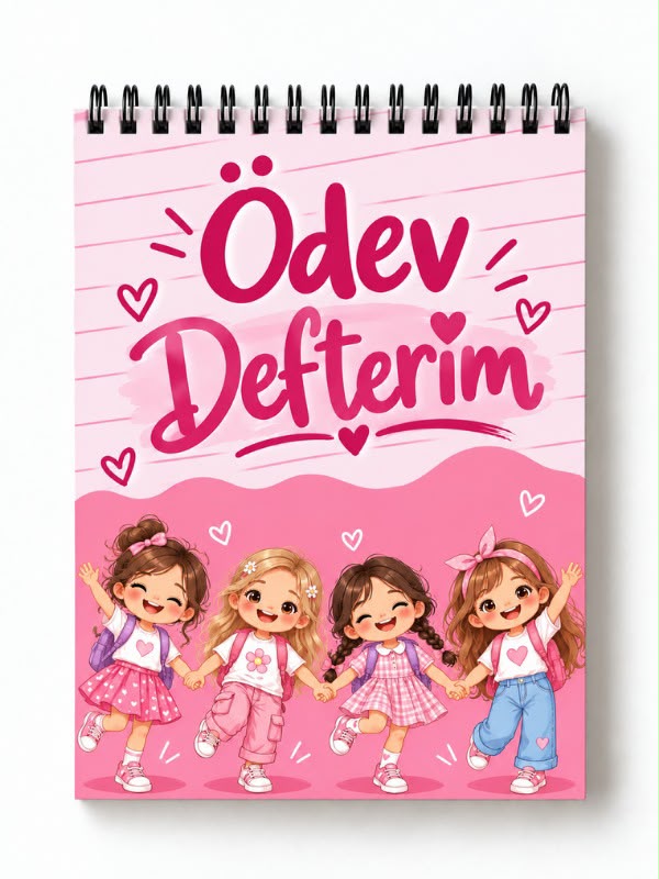 Ödev Defteri Spiralli – Öğrenciler İçin Günlük Ödev Takip ve Ders Planlama Defteri Kız Öğrenciler İçin
